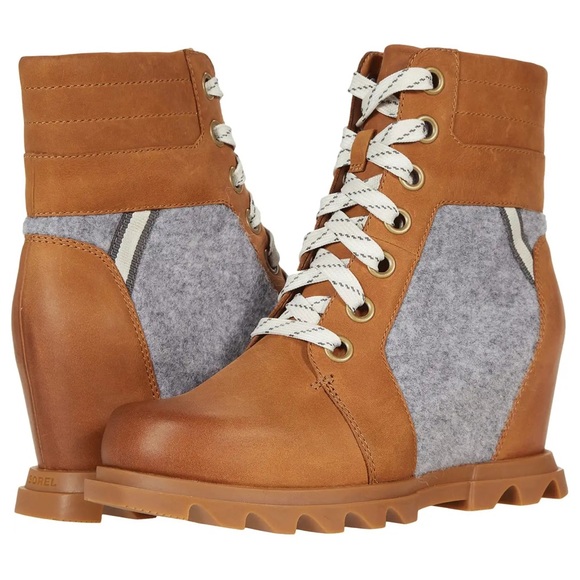 Sorel Womens Joan of Arctic Wedge III Lexie Tan Combat & Lace-up Boots NWOB - Picture 2 of 4